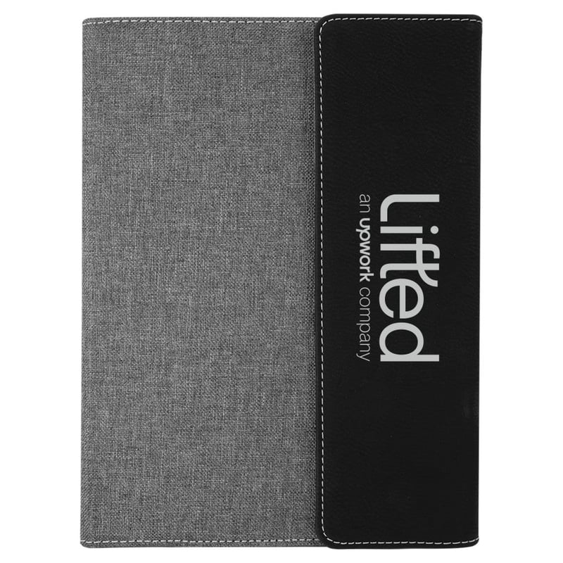 Lifted by Upwork 7x9" Mini Laser Engraved Gray Canvas and Leather Portfolio with Notepad - image2